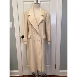 Vintage Cream Double Breasted Wool Blend Long Coat Women's - Size L / M